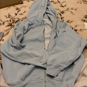 Light Blue Zip-Up Hoodie Brandy Melville
